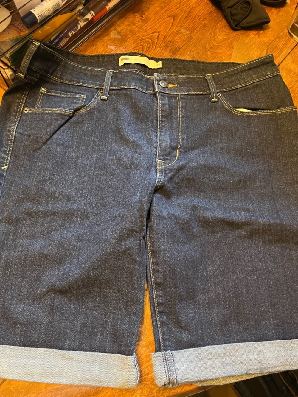 Levi's Dark Blue Rolled Cuff Denim Shorts